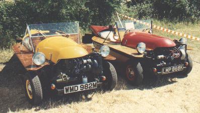 The 1974 Spider (yellow) and the Spider that was originally LHD (red)