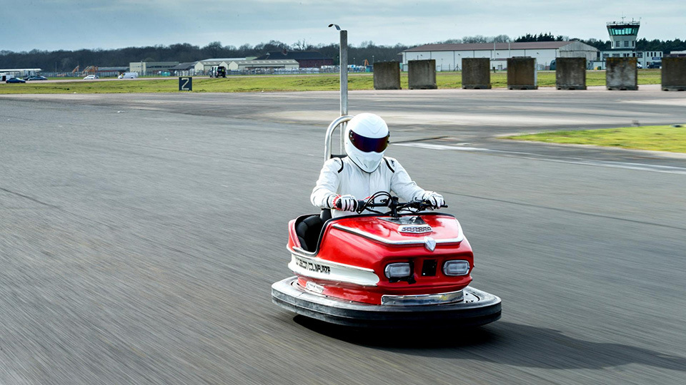 The Stig in a modified bumper car