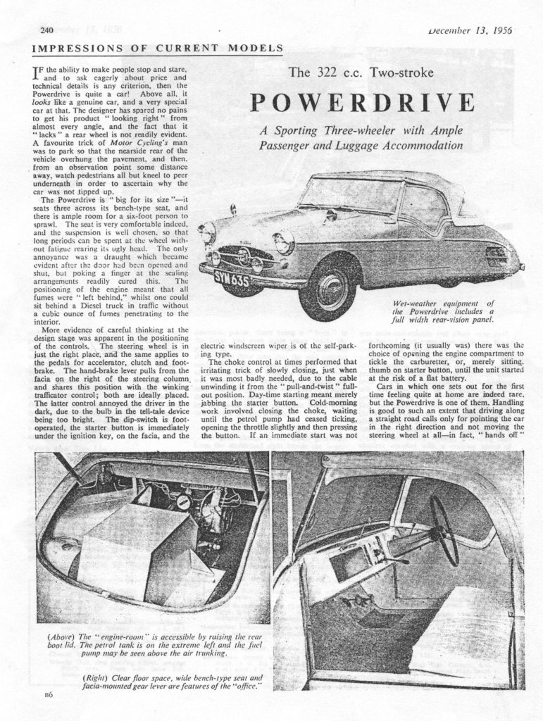 Powerdrive 3wheeled microcar Small Cars Club