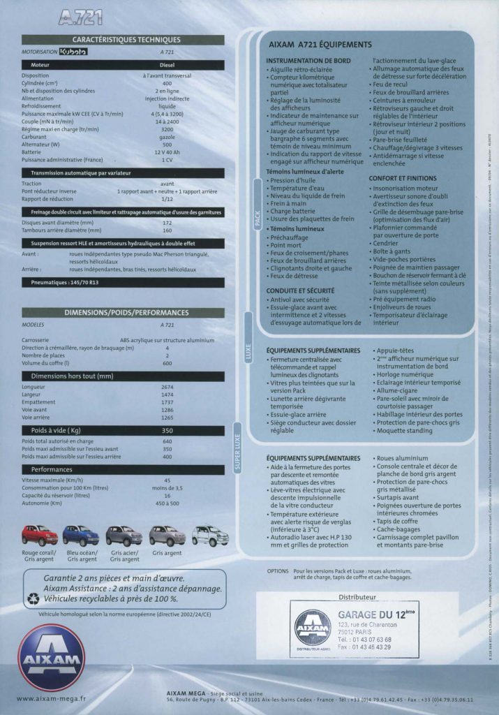 Aixam A.721 brochure