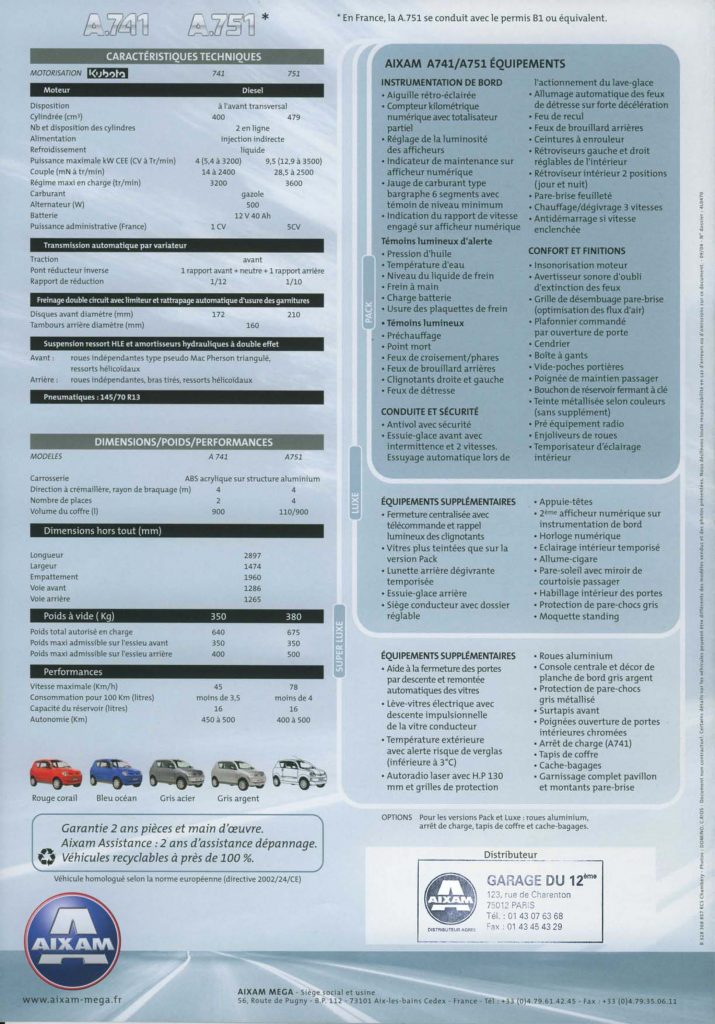 Aixam A.741 & A.751 brochure