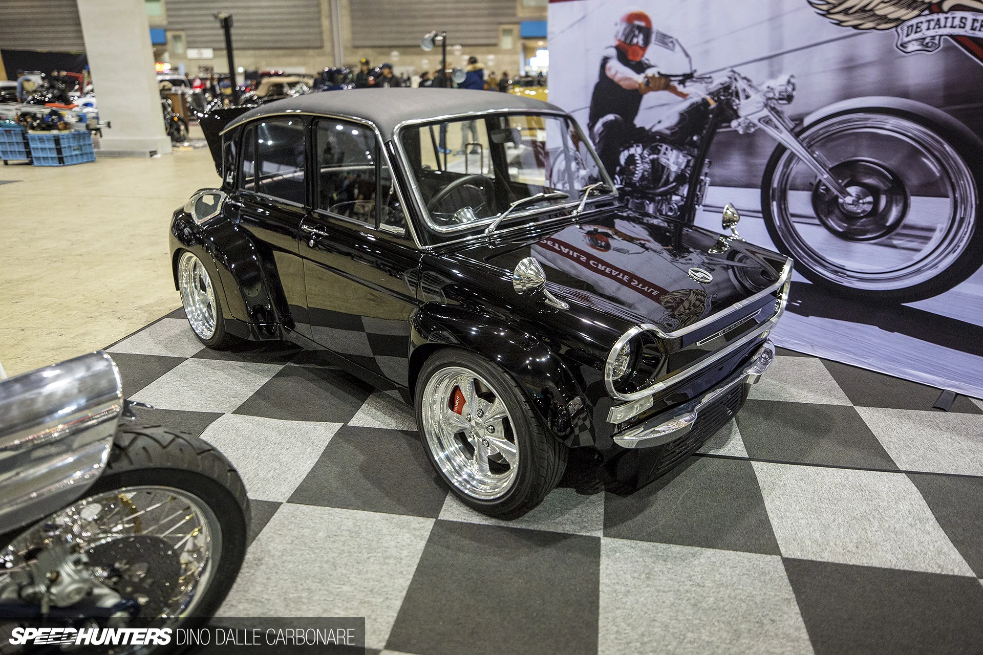 1960s Mazda Carol kei-car fitted with a Harley-Davidson V-Twin
